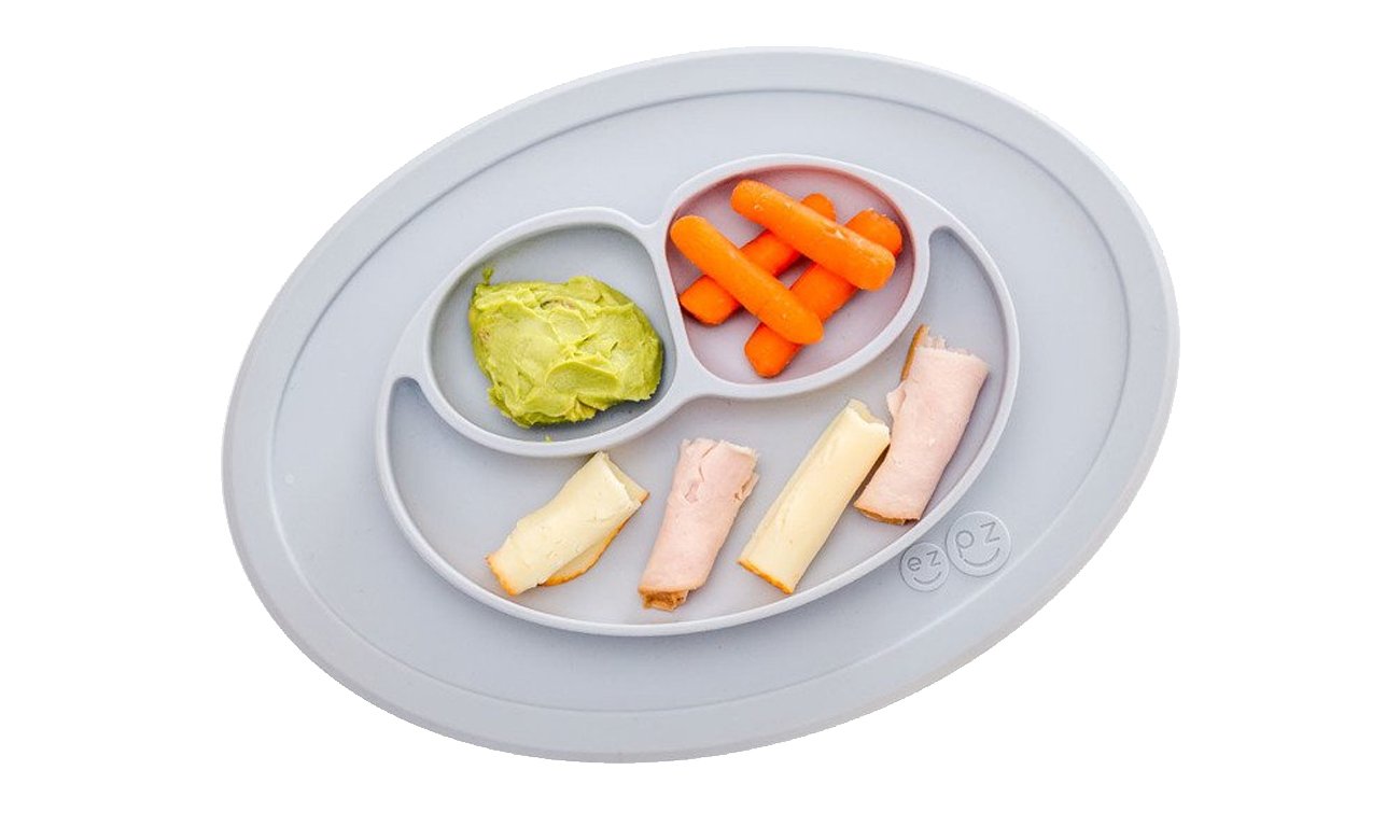 Ezpz Komplet Naczy Silikonowych Mini Feeding Set Pastel Szary Miski