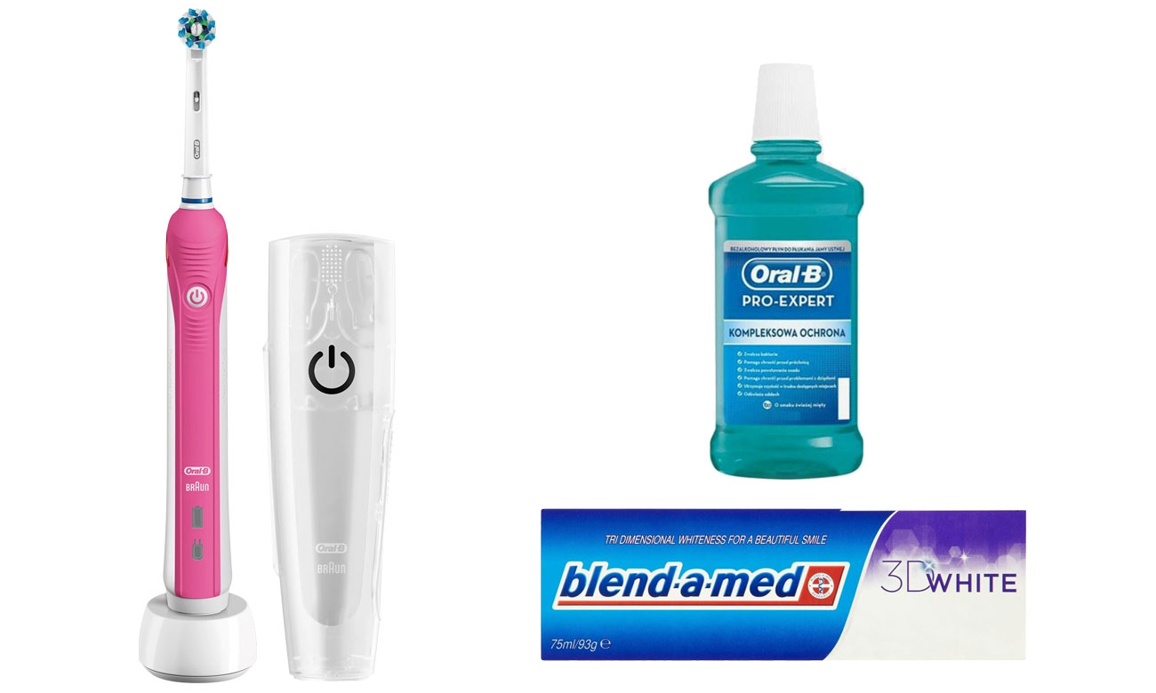 Zestaw Oral-B szczoteczka Pro 2500 Pink + Płyn + Pasta