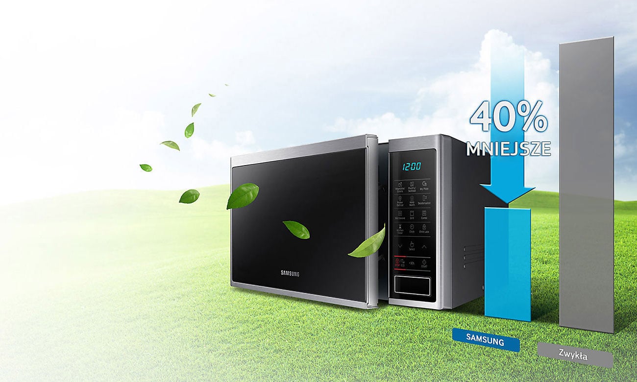 Mniejsze zużycie energii, dzięki Tryb Eko w kuchence mikrofalowej Samsung GE83X