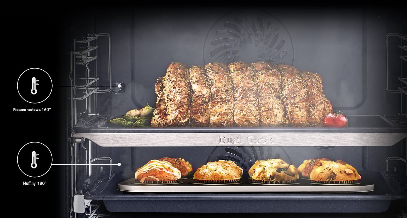 Samsung NV75J7570RS posiada system Dual Cook+
