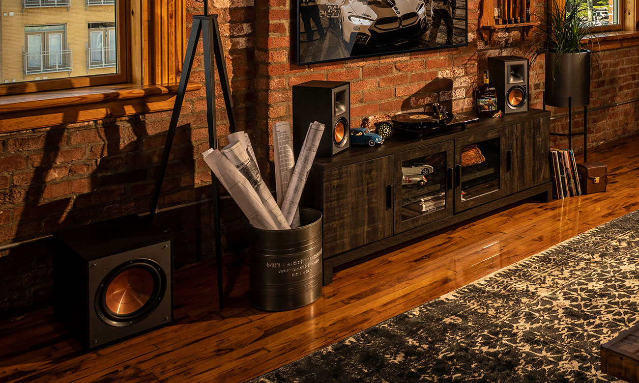 Mocny, 150 W subwoofer Klipsch R-100SW