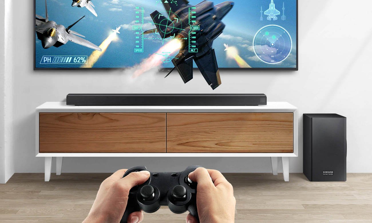 Listwa głośnikowa Samsung Q60R z subwooferem i Trybem Gry