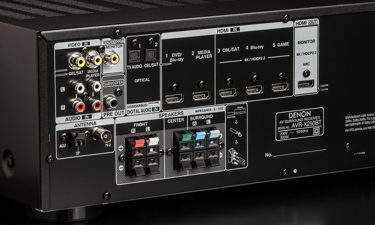 Łatwy w użytkowaniu amplituner do kina domowego Denon AVR-X250BT