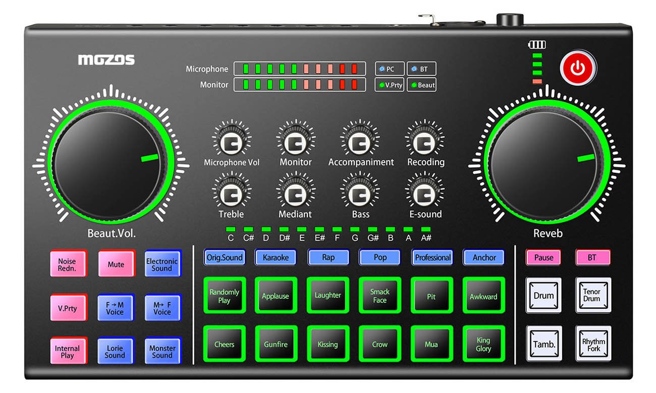 Uniwersalny mikser audio MOZOS MAP48 z zasilaniem phantom