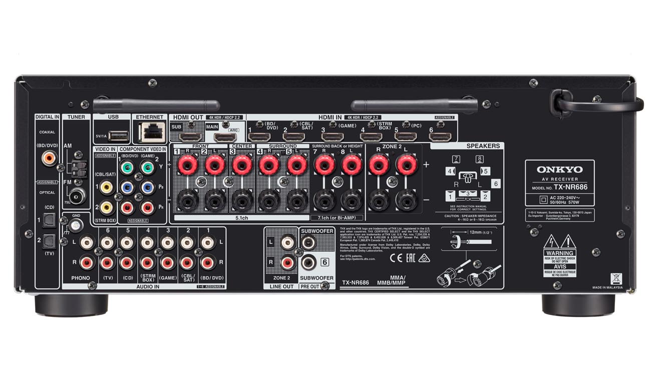 Technologie Bluetooth WiFi Onkyo TX-NR686B Amplituner czarny