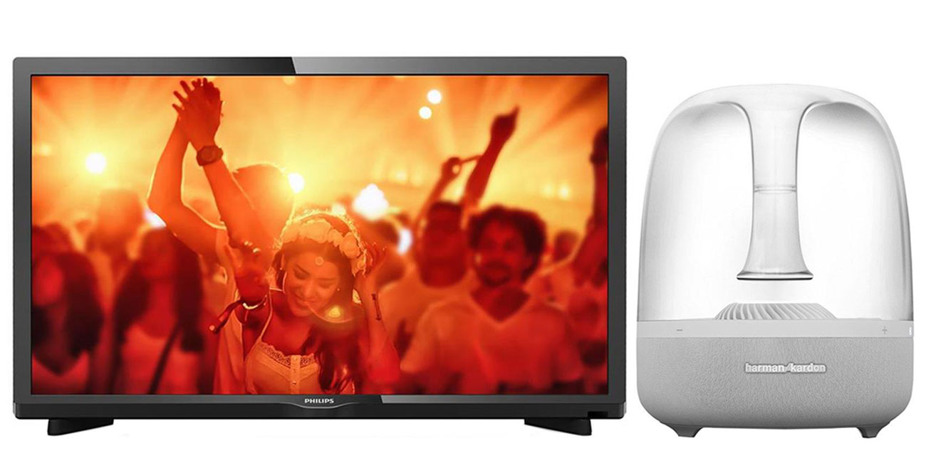 Telewizor Philips i głośnik Harman Kardon