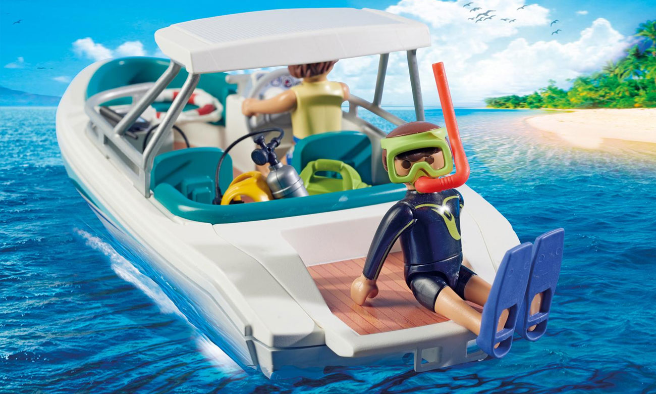 Nurkowie z motorówką playmobil