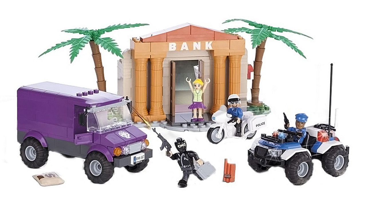 Zawartość opakowania w Cobi Action Town Napad na bank COBI-1566