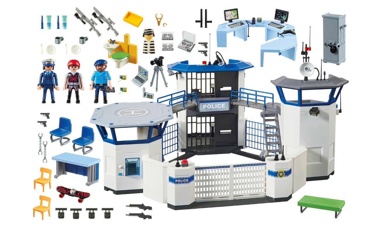 zawratość zestawu playmobil komisariat posterunek policji