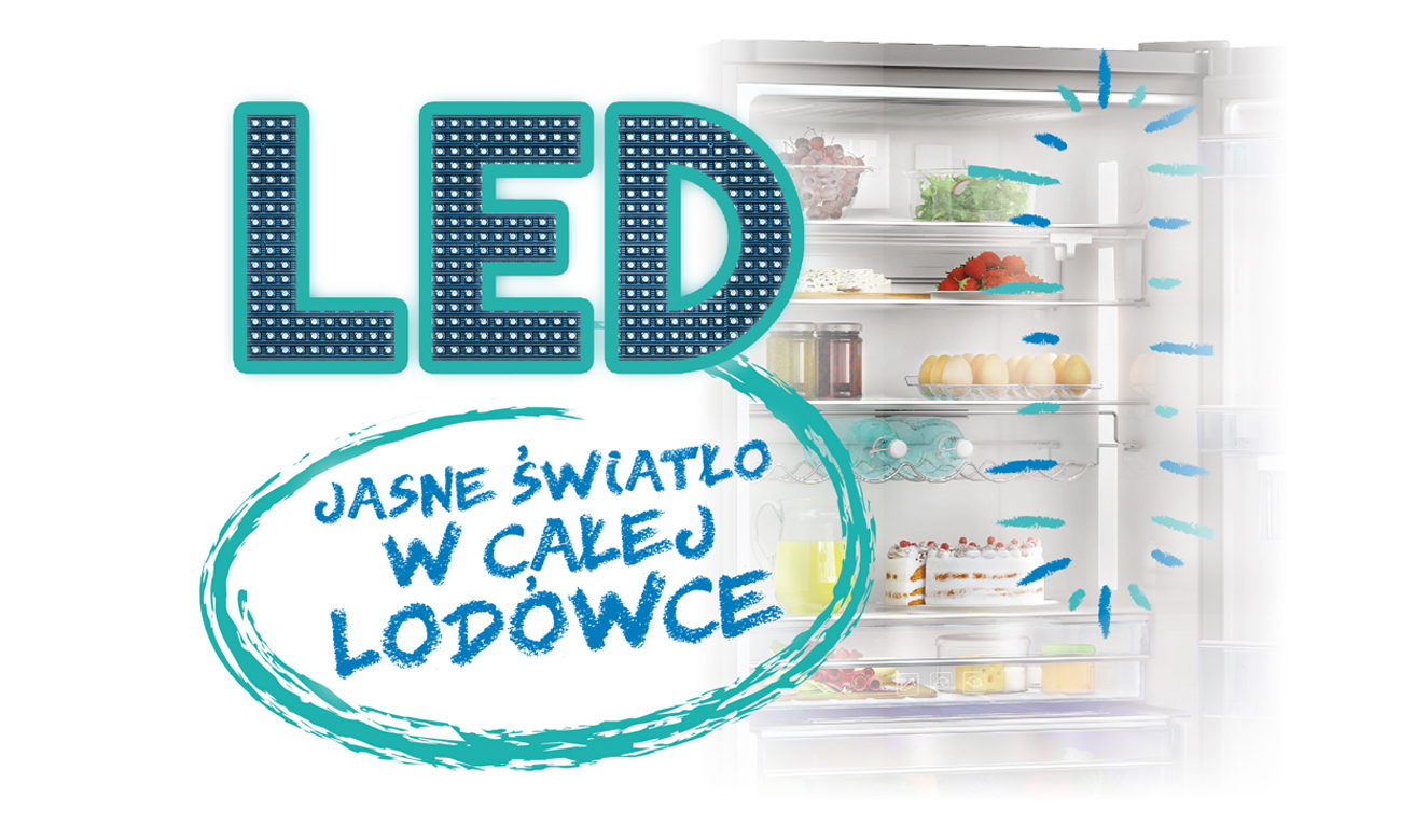 Oświetlenioe LED w lodówce Beko CNE520EE0ZGB