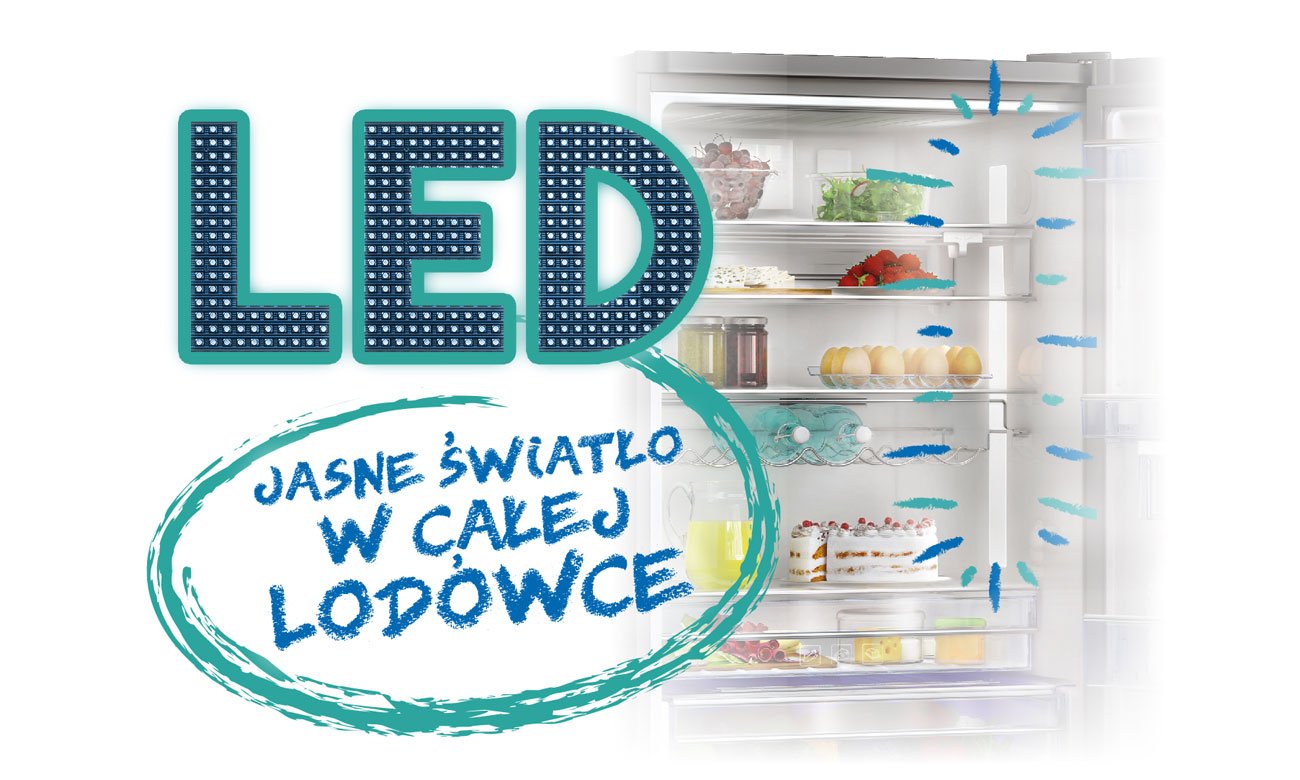 Oświetlenie LED w lodówce Beko GNE134621X