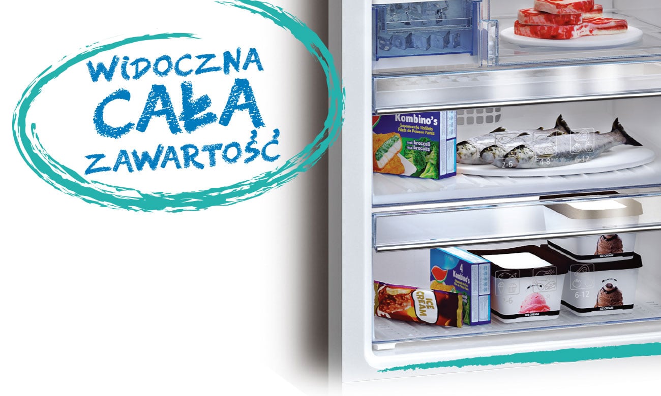 Przeźroczyste drzwi witryny chłodniczej Beko WSA29000