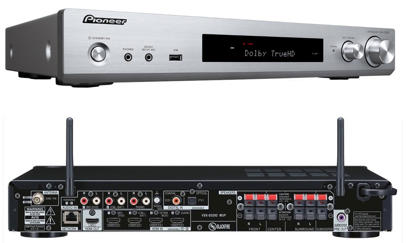 Amplituner Pioneer VSX-S520D srebrny