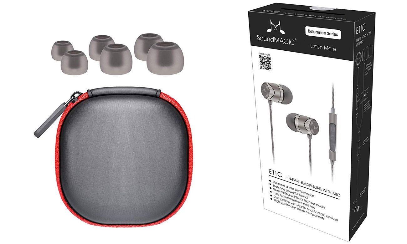 Silikonowe końcówki i etui do SoundMagic E11C Dark Gun