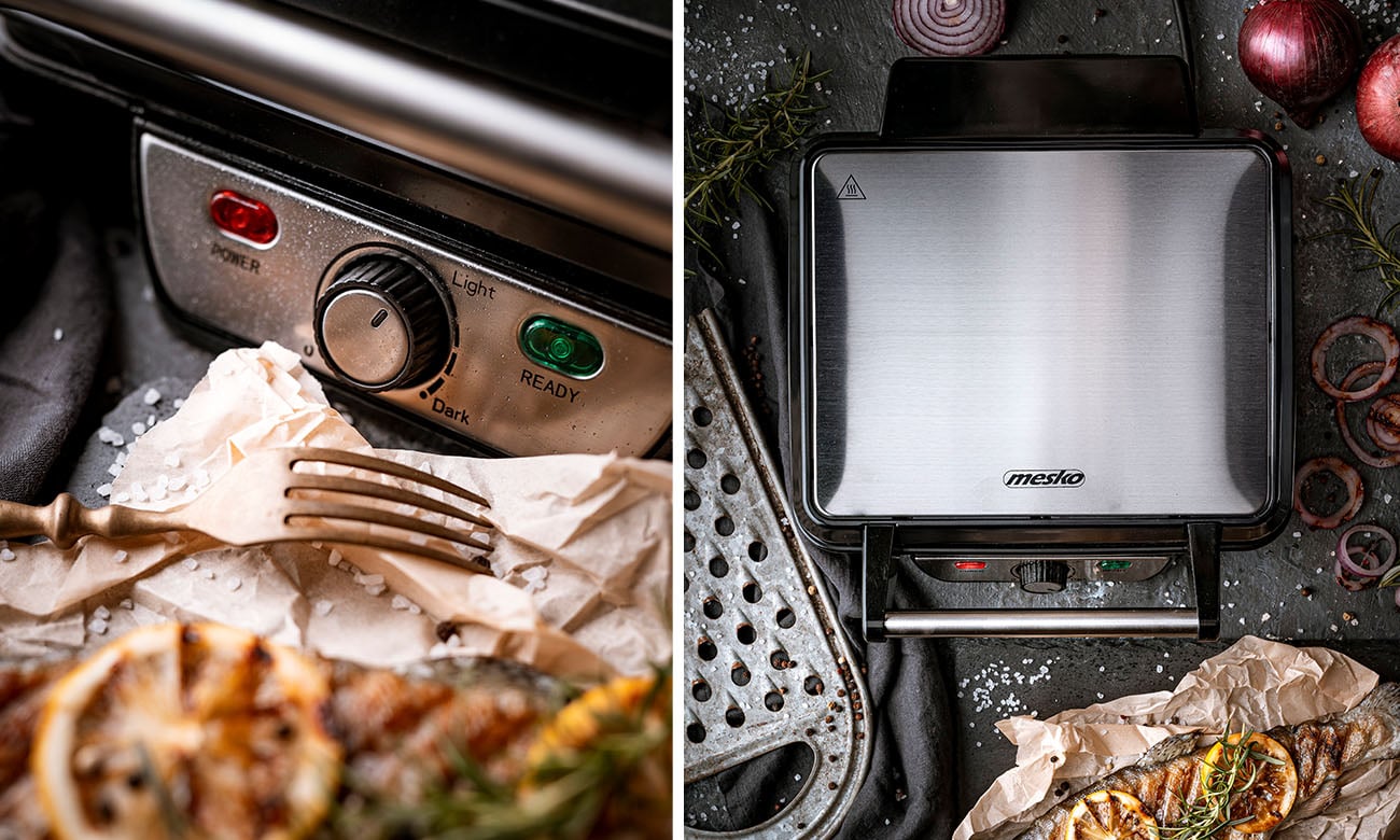 Grill elektryczny Mesko	MS 3050 detale i sterowanie