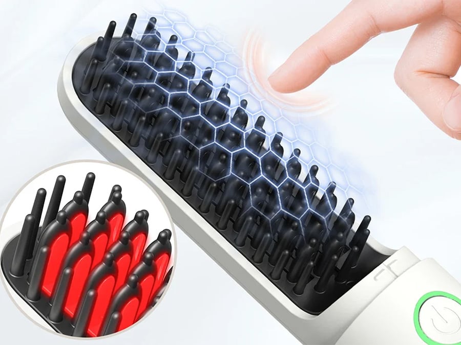 Szczotka ANLAN 05-AZFS41-02A z widocznymi trzema poziomami temperatury: 160°C, 180°C i 200°C, obok dopasowana nakładka ochronna