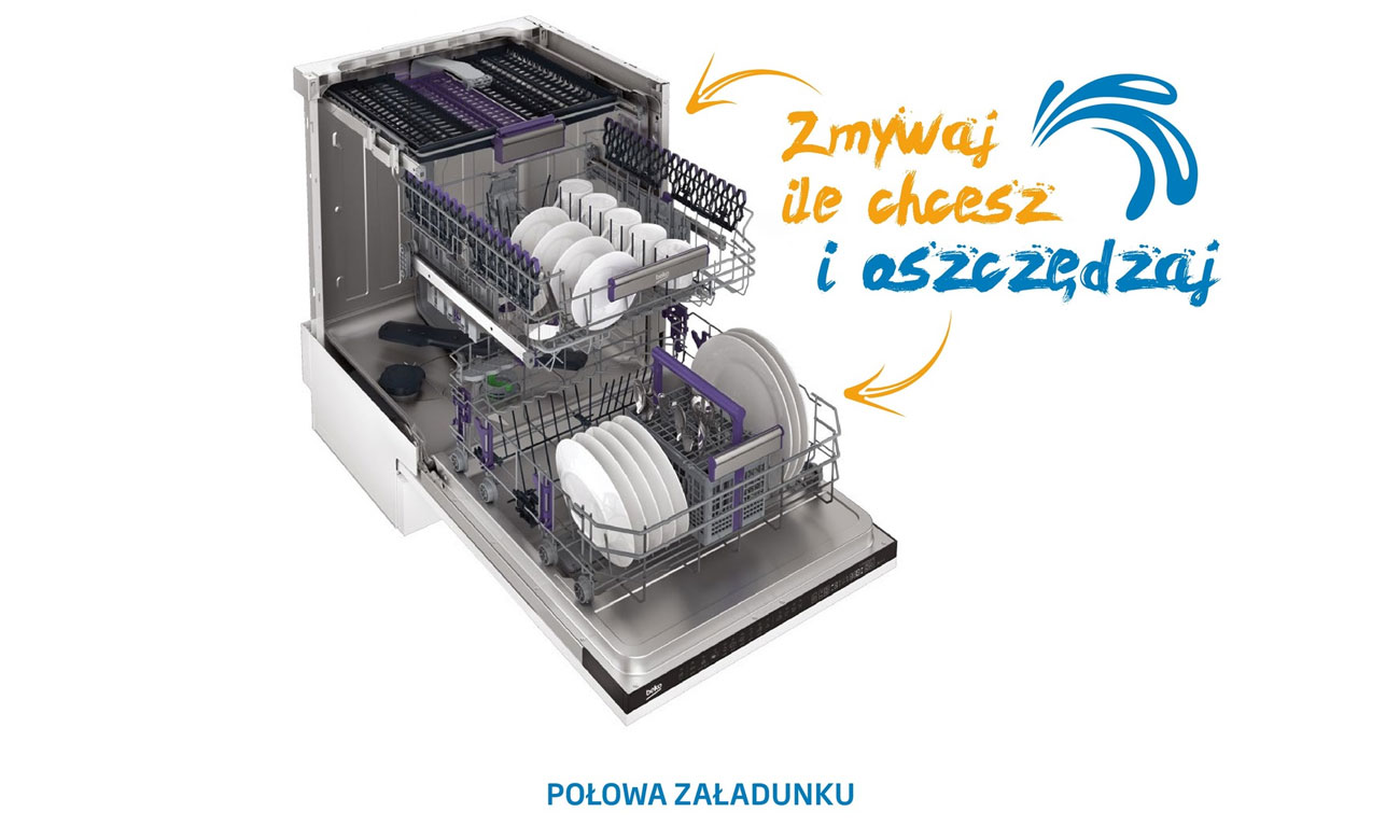 Połowa załadunku w zmywarce Beko DFN28423X