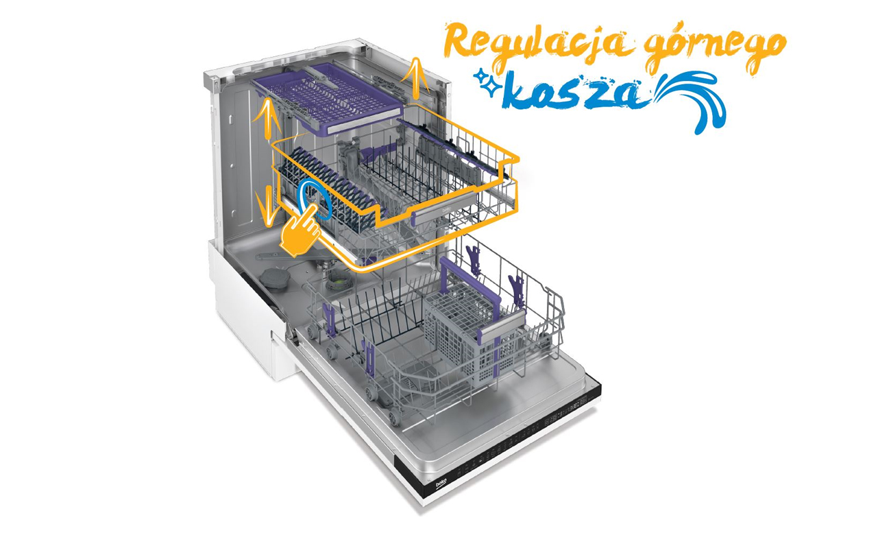 Beko DIN28330 z funkcją regulacji górnego kosza