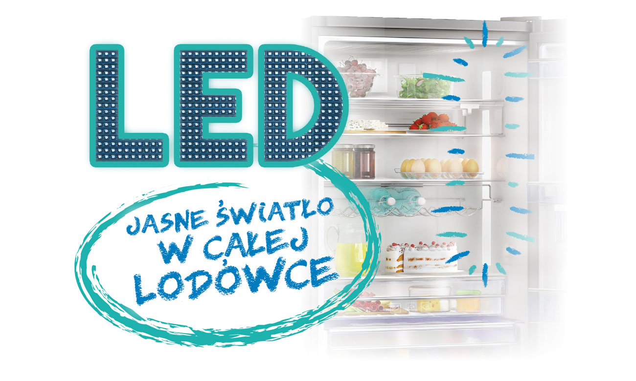 Oświetlenie LED w lodówce Beko DSA240K21W