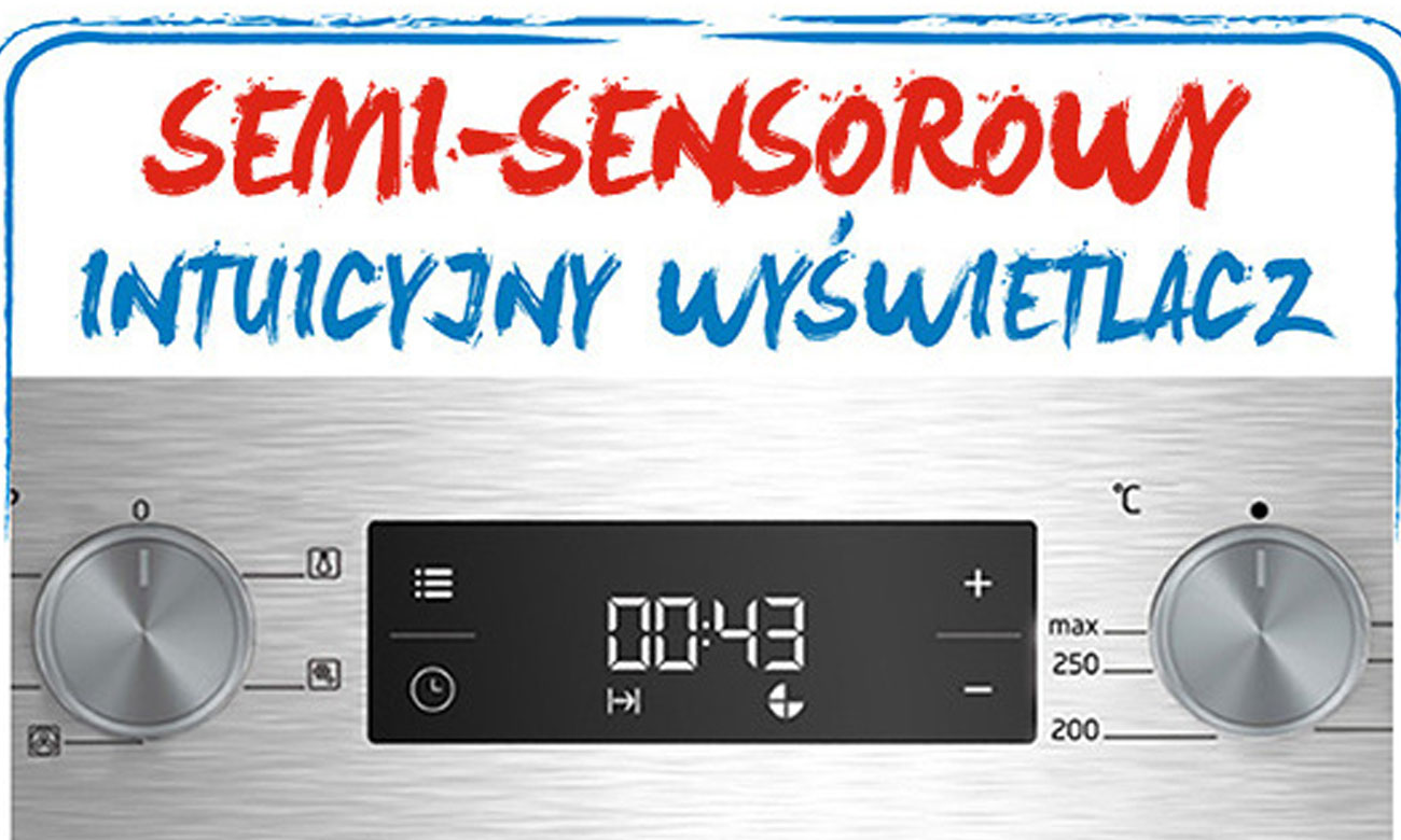 Wyświetlacz semi-sensorowy kuchnia gazzowo-elektryczna Beko FSM52332DXDS