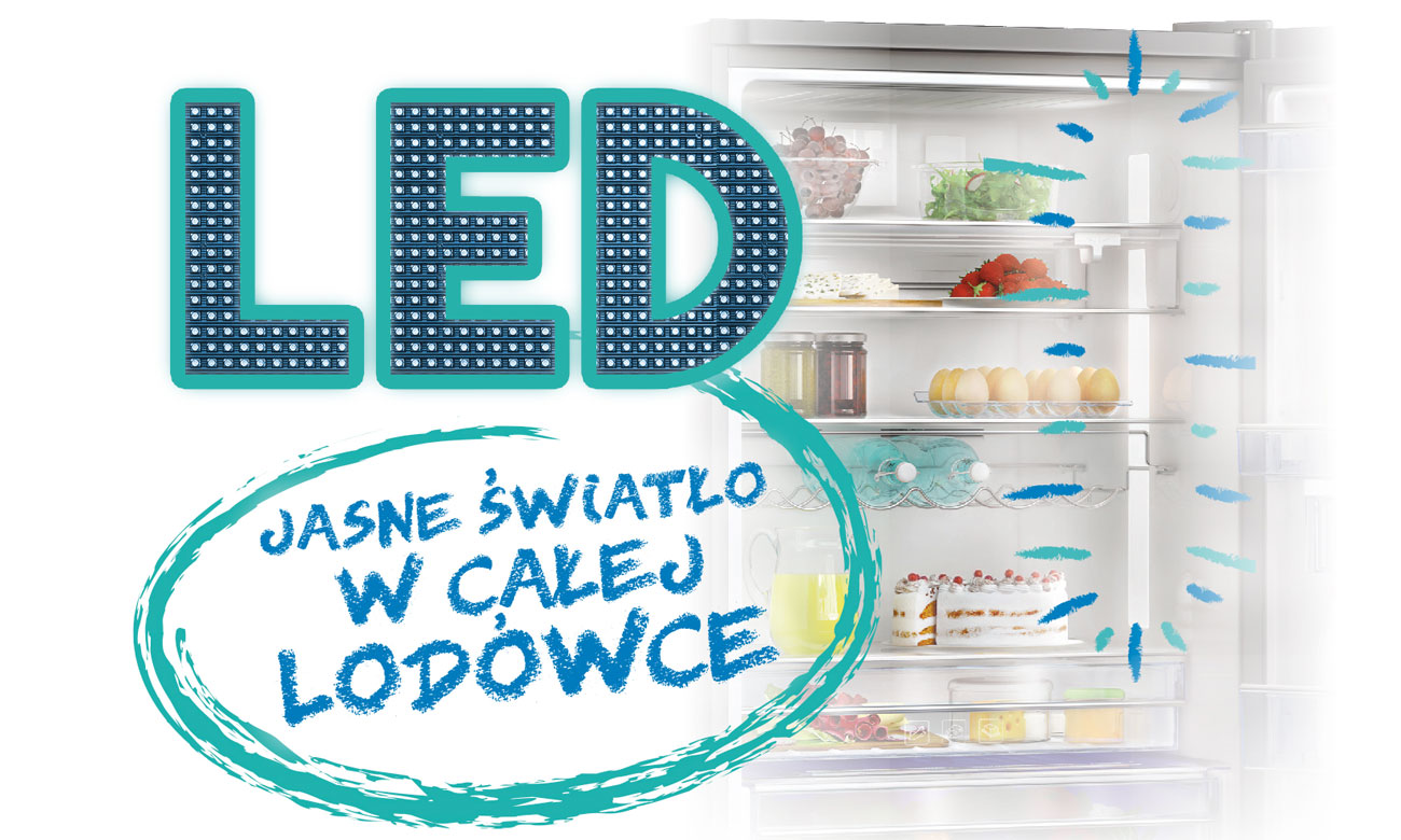Wydajne oświetlenie LED w lodówce Beko RCNA305K20W