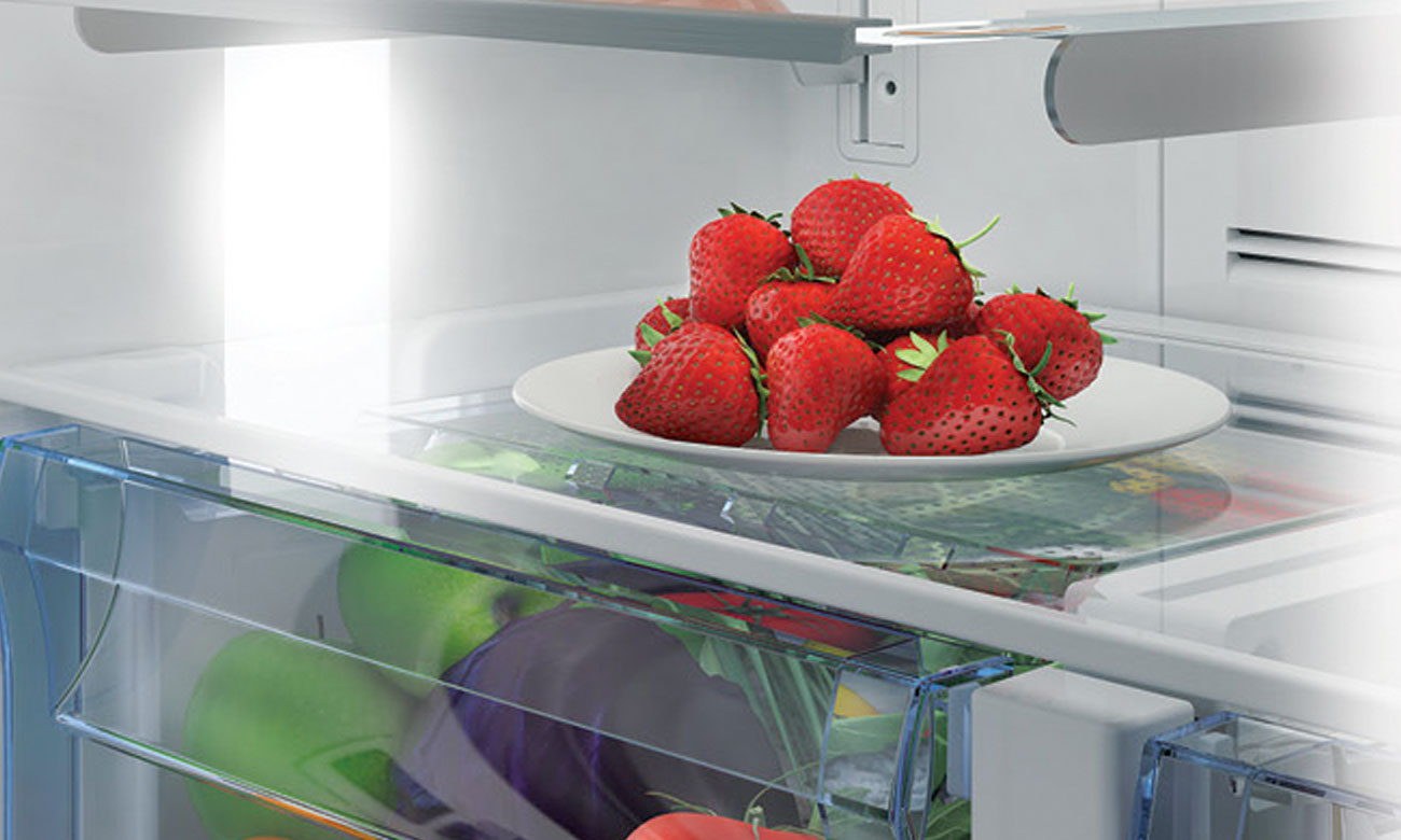 Szklane półki w lodówce Beko TSE1262X