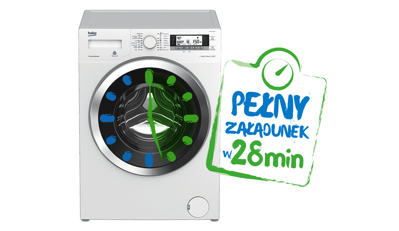 Pralka Beko WMB71233PLPTM zapewnia skuteczne i szybkie pranie