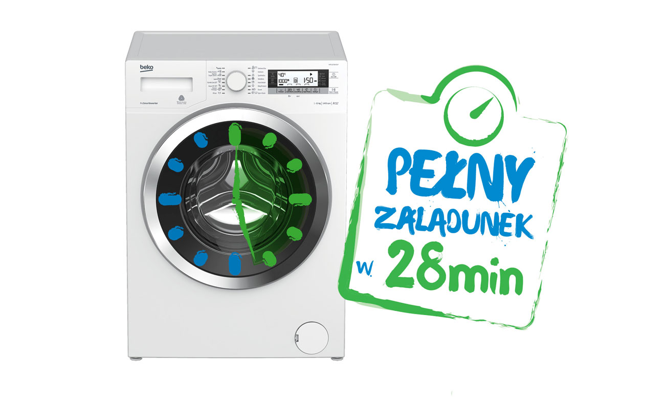 Szybkie pranie w pralce Beko WRE5612BSW