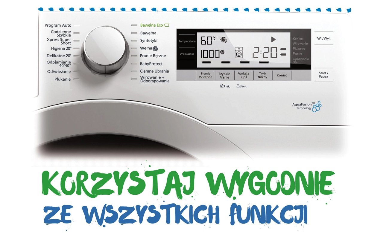 elektroniczny wyświetlacz w Beko WRE7632XS
