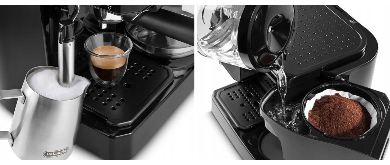 Połączenie ekspresu kolbowego z przelewowym DeLonghi BCO 411.B