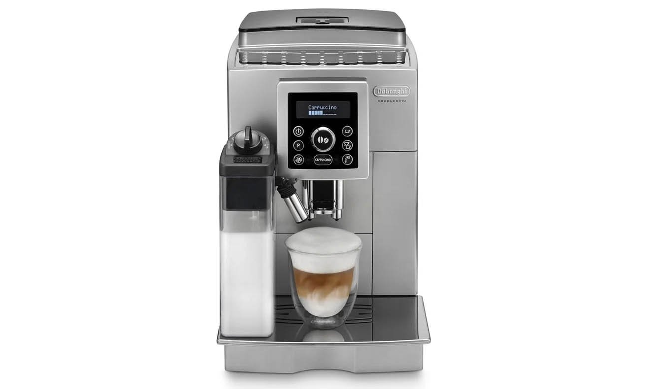 Ekspres do kawy DeLonghi ECAM 23.460.SB posiada wyświetlacz oraz zapewnia optymalne ciśnienie parzenia