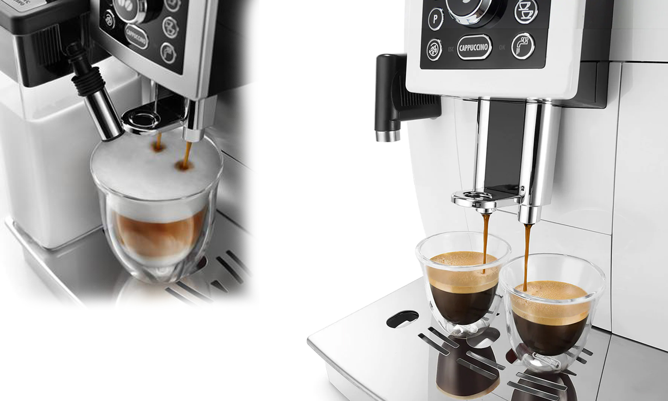 Regulowana wysokość adaptera do kawy - do 14,2 cm w DeLonghi ECAM 23.460.W