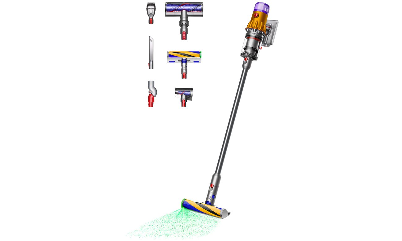 Odkurzacz pionowy Dyson V12 Detect Slim Absolute z wieloma akcesoriami