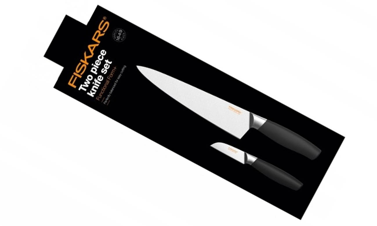 Fiskars Functional Form Set Posate Da Portata 2 Pezzi In Acciaio Inox - Cucchiaio E Mestolino Con Impugnatura Ergonomica, Design Finlandese, 30 Cm, 1002959