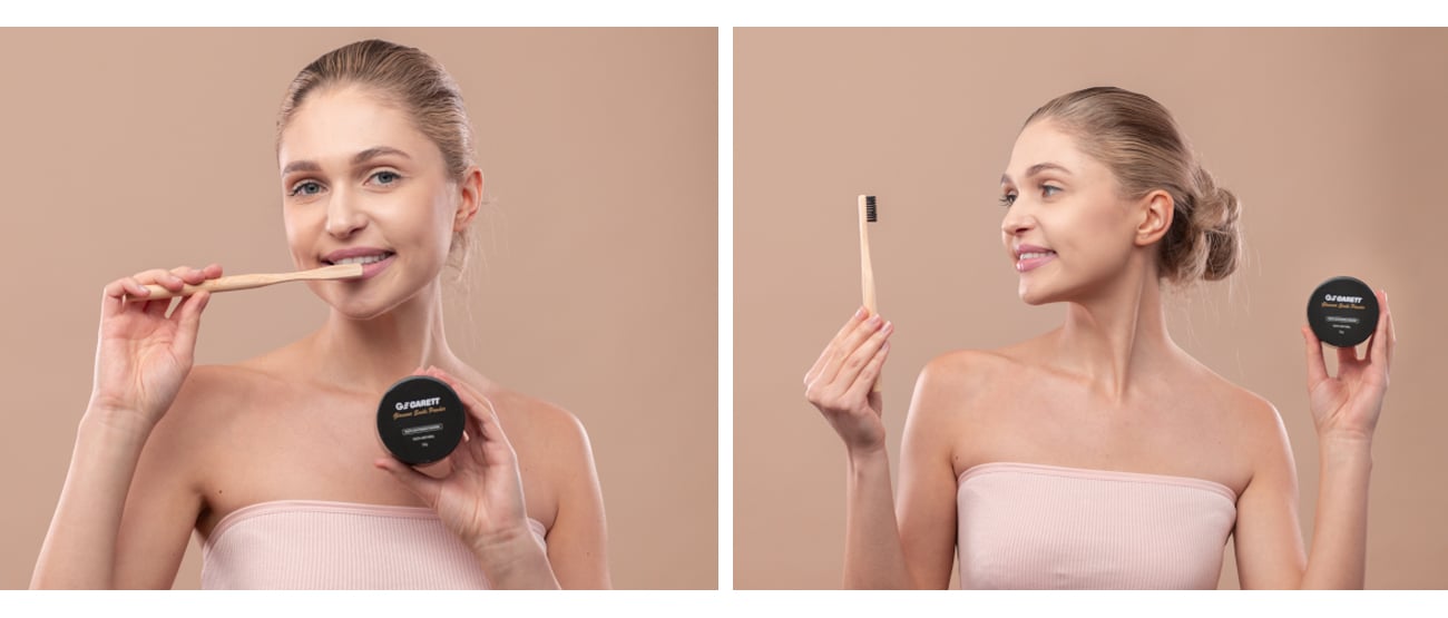 Garett Zestaw Glamour Smile Powder Original + Smile Toothbrush 5903940678429