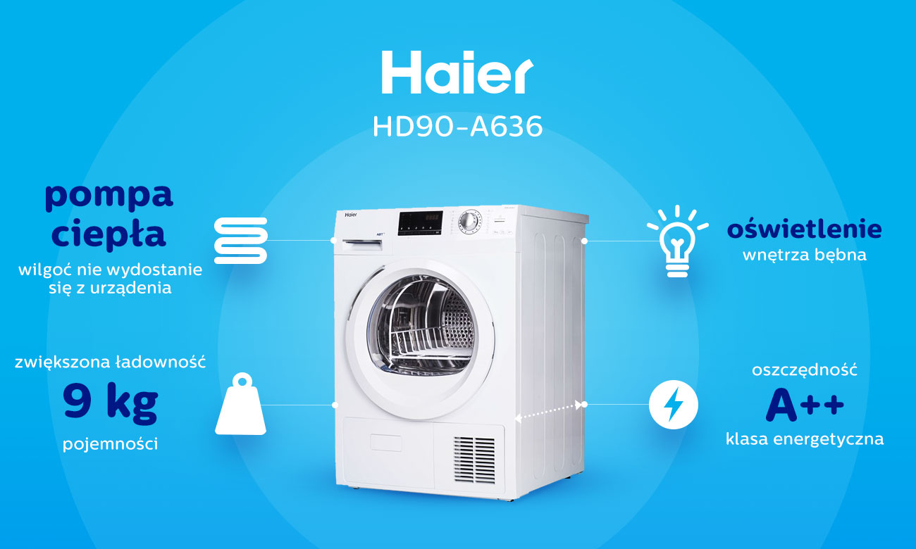 Sensitive Drying System w suszarce do ubrań HAIER HD90-A636
