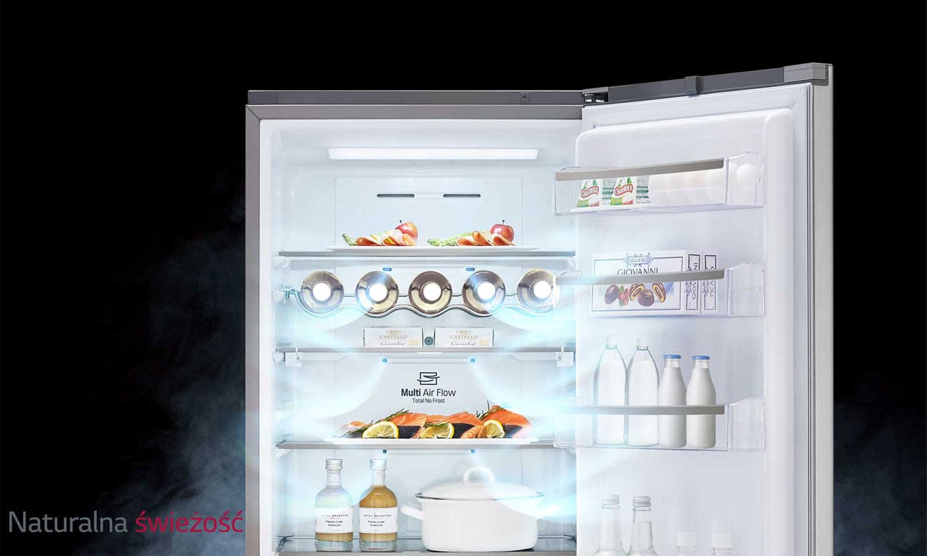Lepszy obieg zimnego powietrza, dzięki systemowi NatureFresh Cooling w lodówce LG GBB59PZFZB