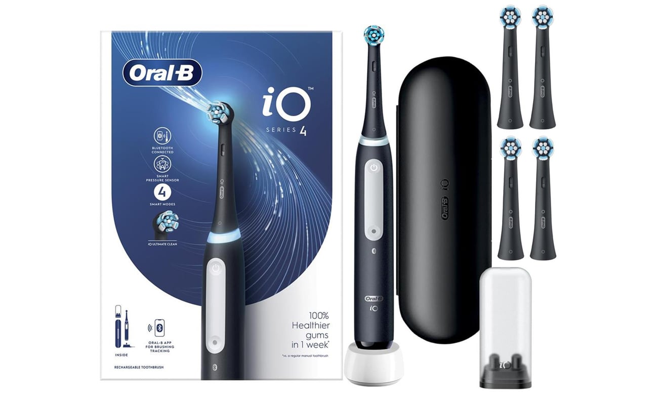 Oral-B Zestaw szczoteczka iO 4 czarny + końcówki Gentle Care 4 szt
