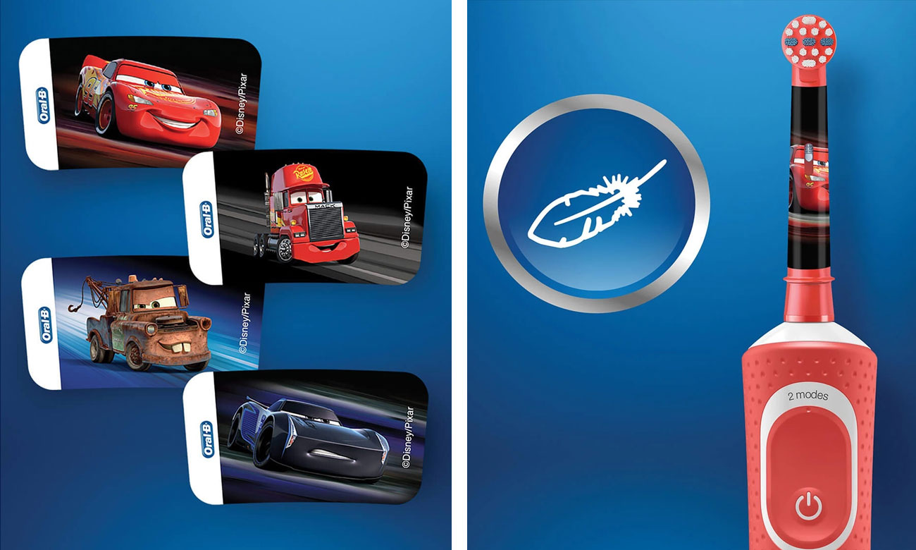 Szczoteczka elektryczna Oral-B D100 Kids Cars ma wbudowany timer i wydajny akumulator