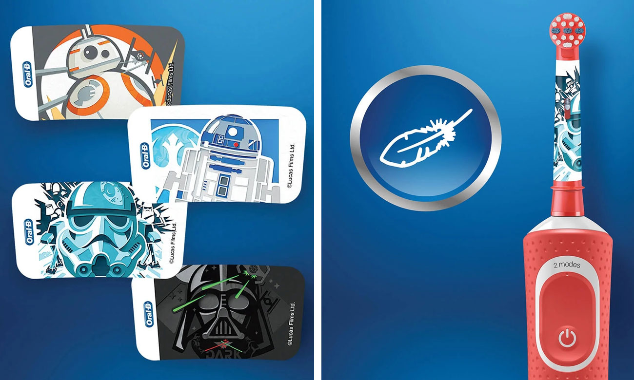 Szczoteczka elektryczna Oral-B D100 Kids StarWars ma wbudowany timer i wydajny akumulator