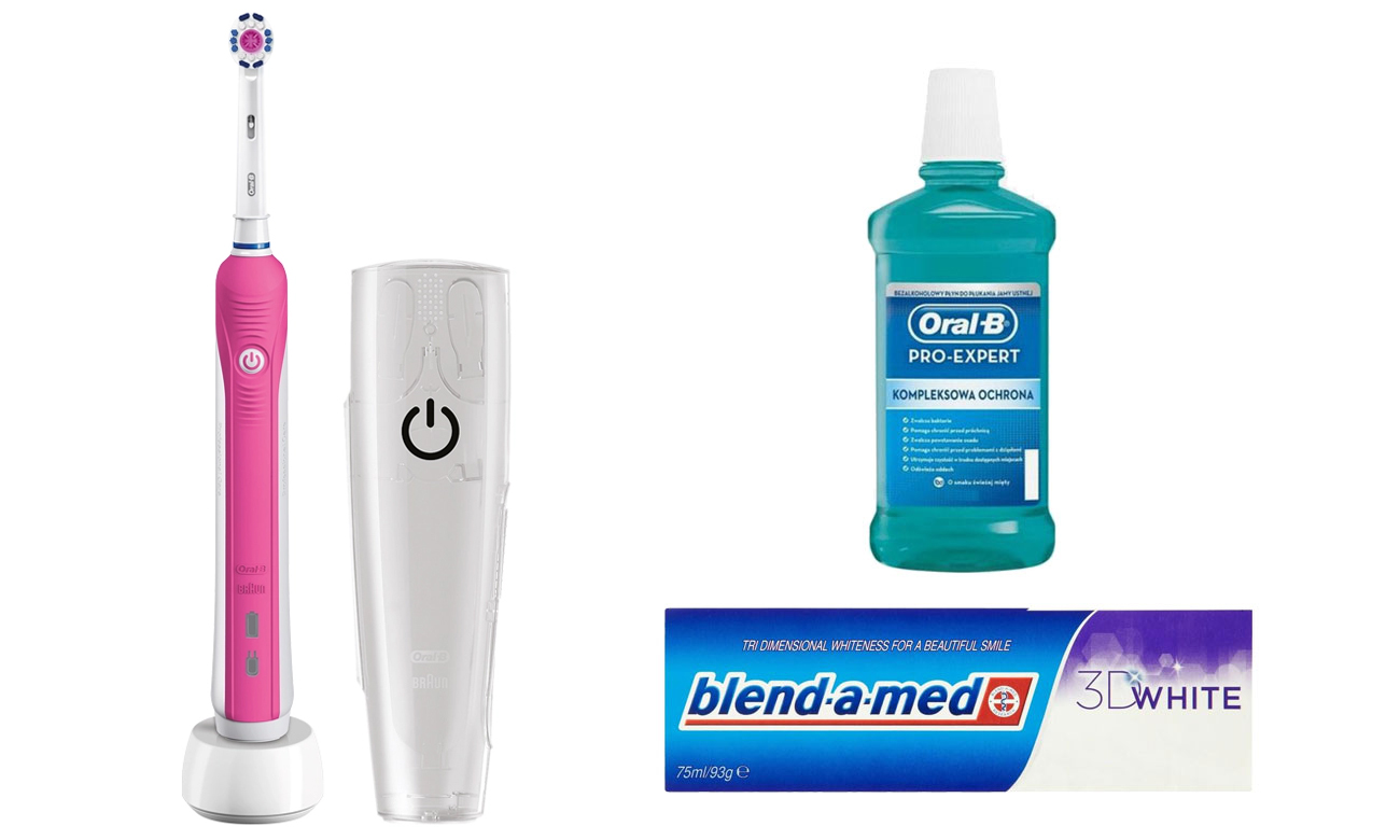 Zestaw Oral-B Szczoteczka Pro 750 Pink + Płyn + Pasta