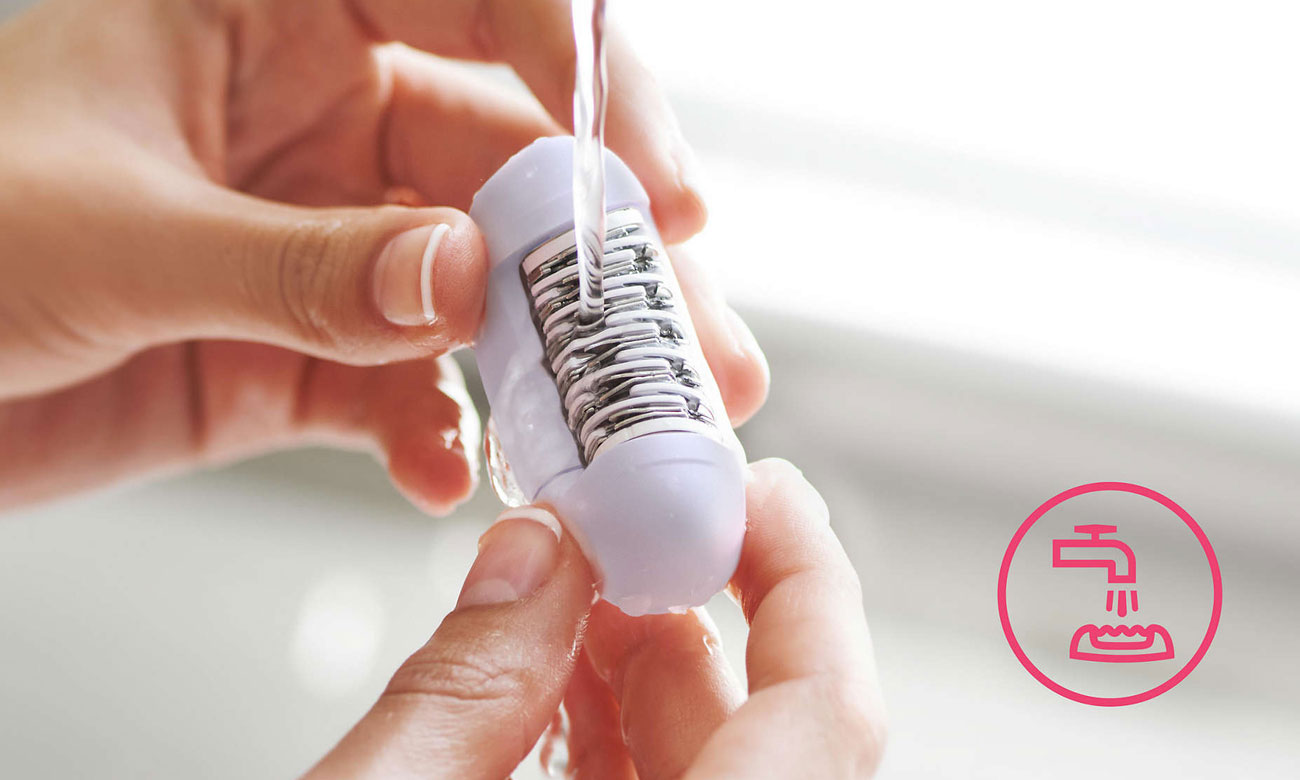 Głowica depilująca z możliwością mycia pod bieżącą wodą w Philips BRE225/00
