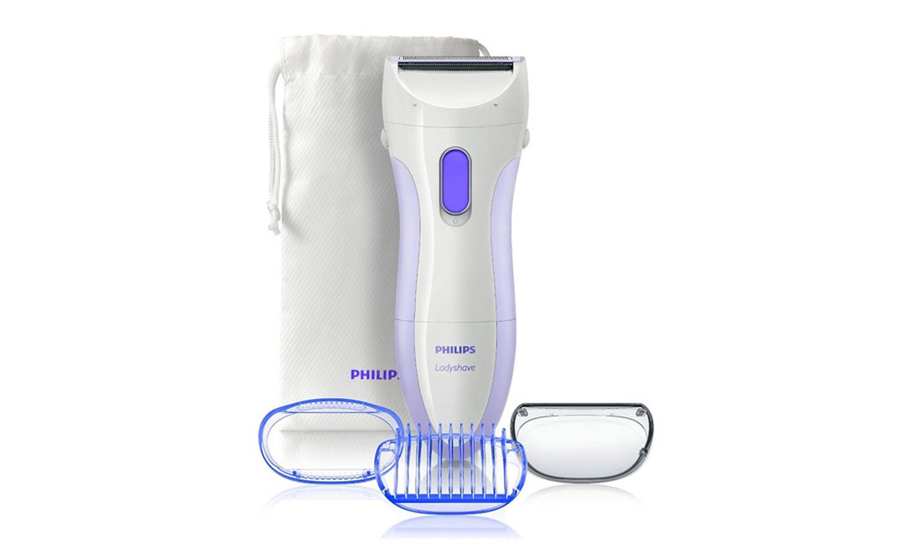 Philips Ladyshave HP6342/00 biało-fioletowa foliowa bogate wyposażenie etui w zestawie