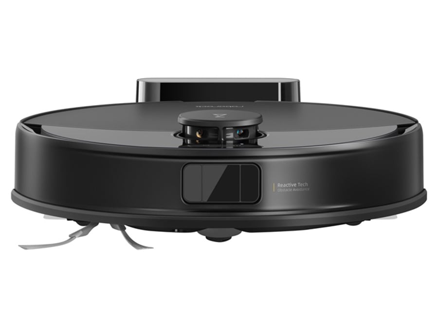 Widok z przodu na Roborock Q10 PF Black – czujniki i konstrukcja z bliska