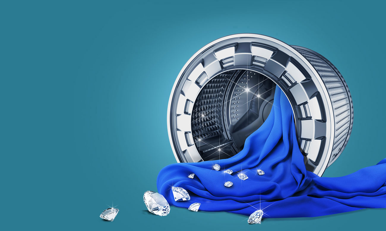 Delikatne suszenie tkanin, dzięki technologii Diamond Drum w suszarce do ubrań Samsung DV90M5200QW