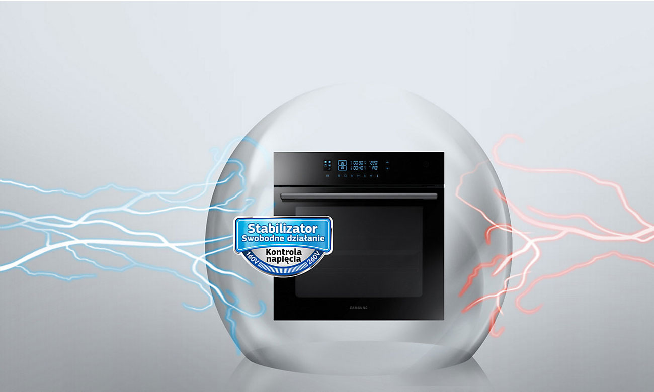 Piekarnik Samsung NV70H5787CB posiada zabezpieczenie antyprzepięciowe