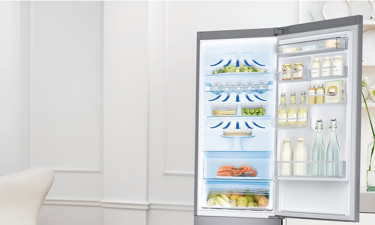 Równomierne chłodzenie, dzięki systemowi All-Around Cooling w lodówce Samsung RB34K6232SS