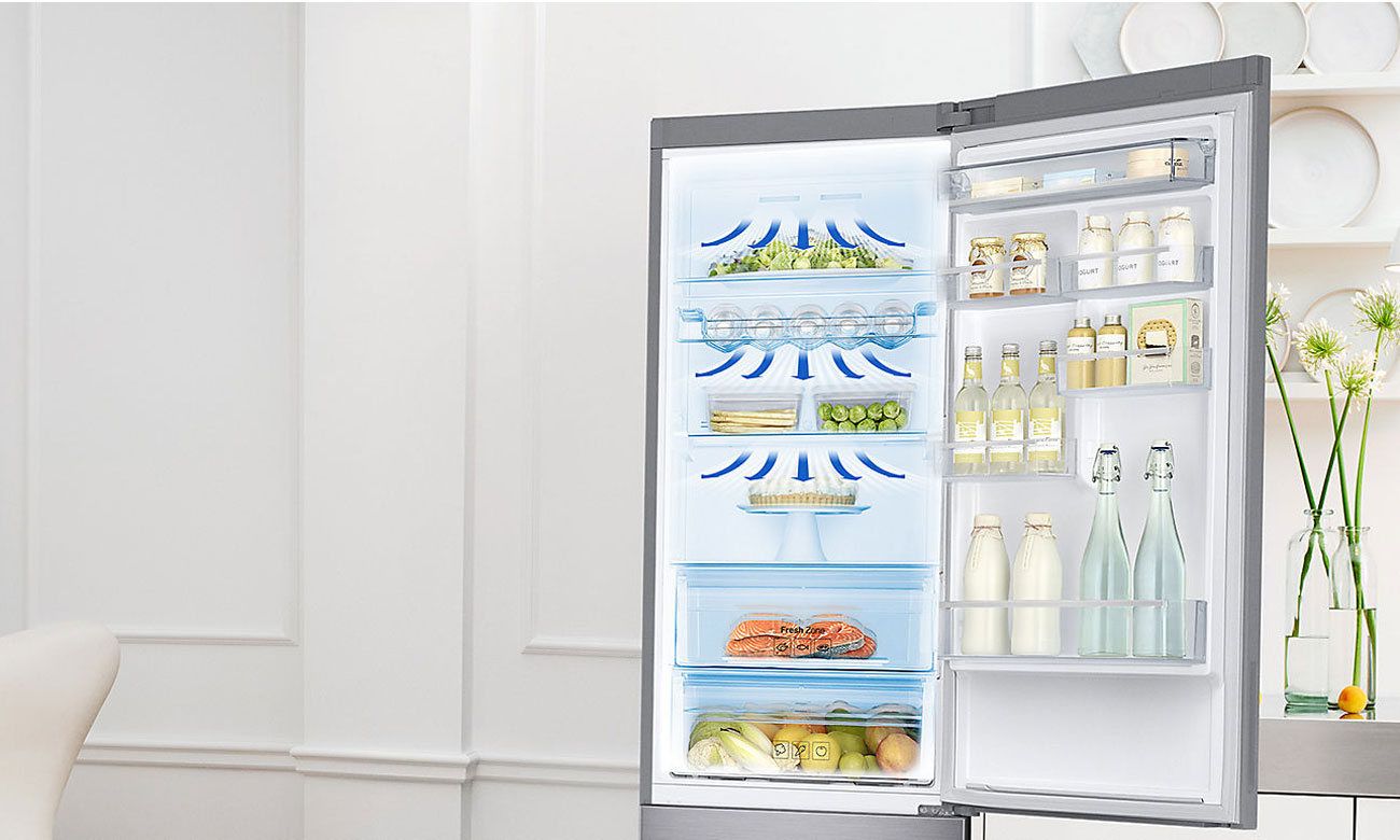 Równomierne chłodzenie, dzięki systemowi All-Around Cooling w lodówce Samsung RB34N5000SA