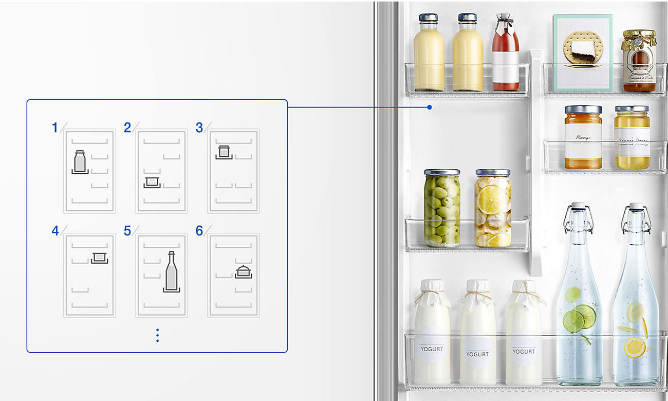 Dowolny sposób organizacji przestrzeni w lodówce Samsung RB36J8799S4