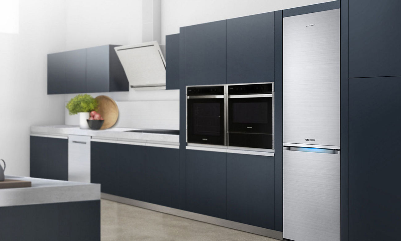 Eleganckie wzornictwo Kitchen Fit w lodówce Samsung RB36J8799S4